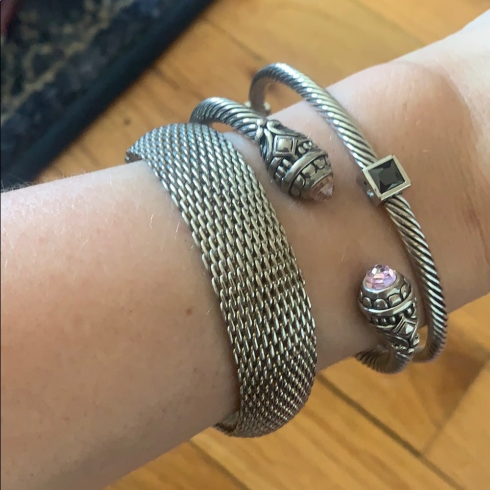 3 bracket bundle silver costume jewelry